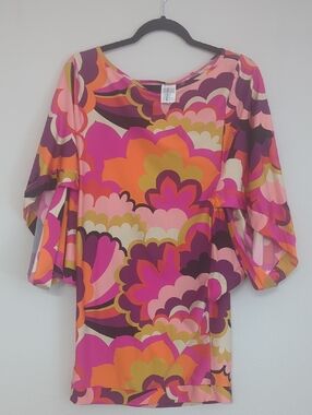 Trina Turk Pink Orange Multicolor Floral Tunic
